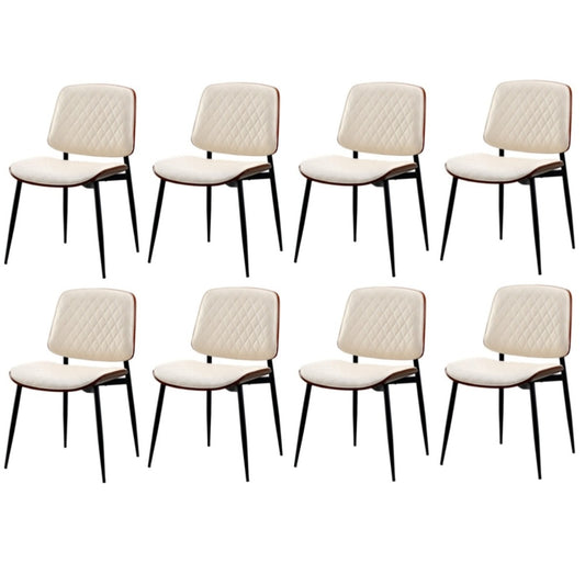 Oikiture 8x Dining Chairs Retro PU Leather Solid Wood Metal Leg White