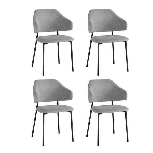 Oikiture 4x Dining Chairs Tub Fabric Grey&Black