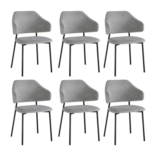 Oikiture 6x Dining Chairs Tub Fabric Grey&Black