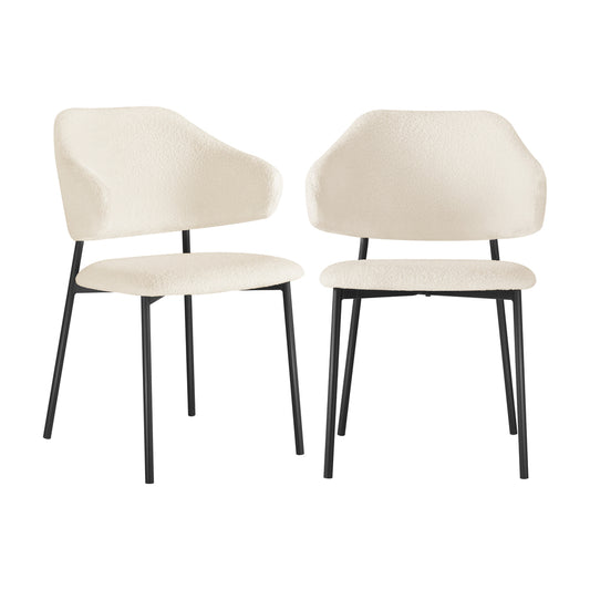 Oikiture Dining Chair Set of 2 White and Black