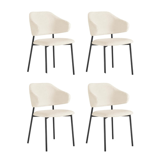 Oikiture 4x Dining Chairs Tub Sherpa White&Black