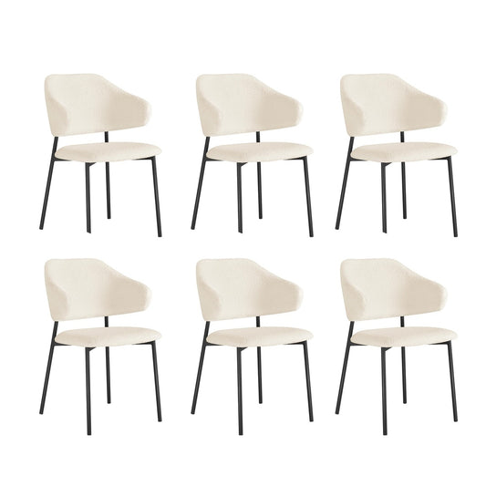 Oikiture 6x Dining Chairs Tub Sherpa White&Black