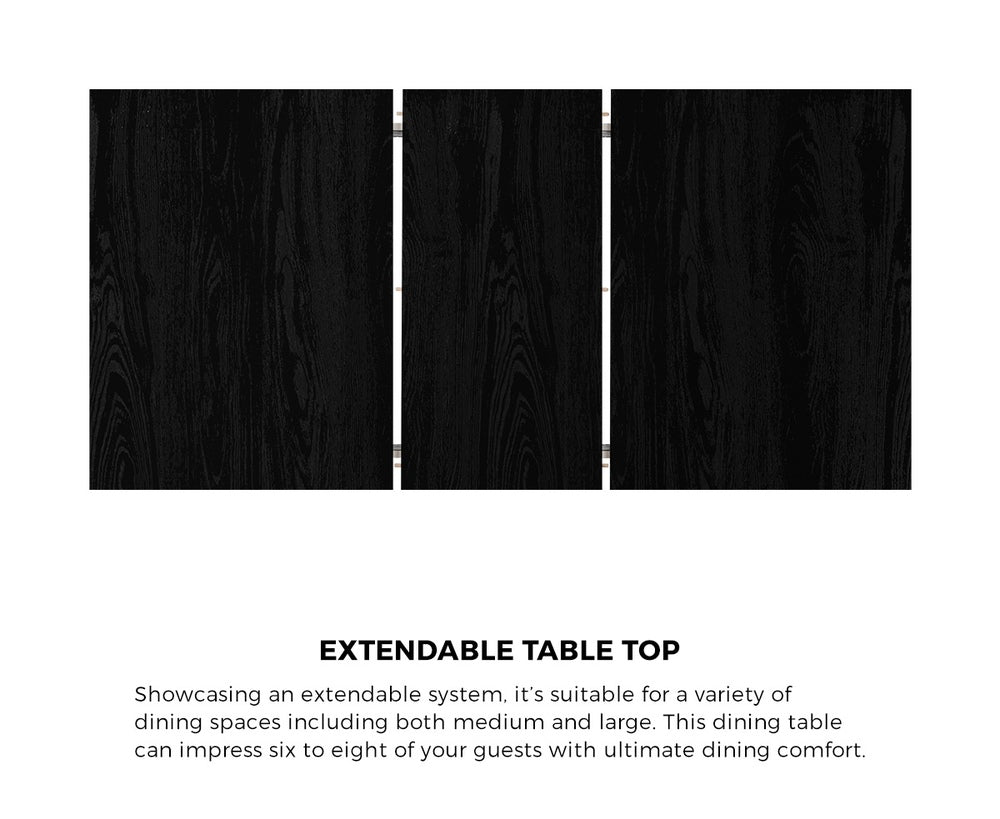 Oikiture 160cm Extendable Dining Table with 6PCS Dining Chairs Geometric Black