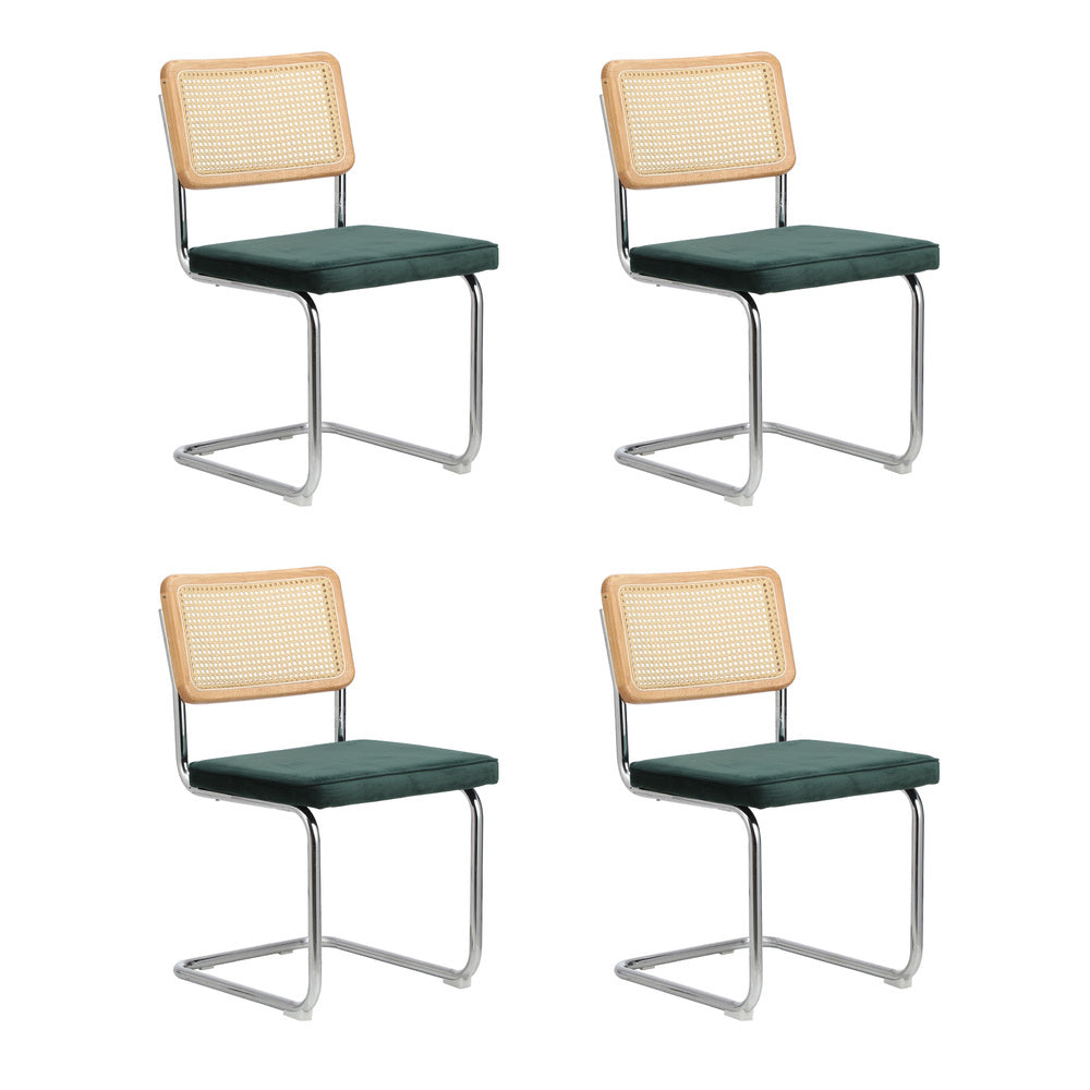 Oikiture 90cm Round Dining Table with 5PCS Dining Chairs Velvet White&Green