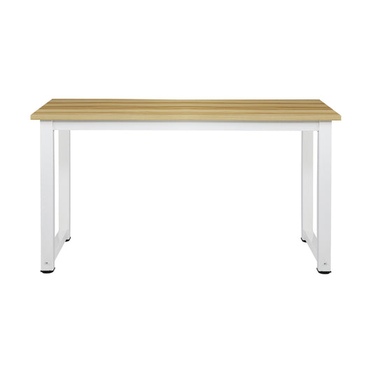 Oikiture Computer Desk White Frame Wood Top 120cm