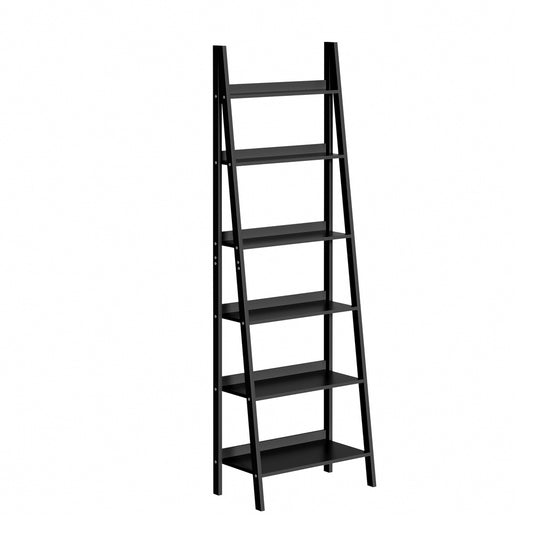 Oikiture Corner Ladder Shelf 6-Tier Display Rack Black