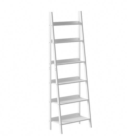 Oikiture Corner Ladder Shelf 6-Tier Display Rack White