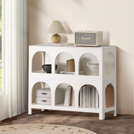 Oikiture Display Shelf Storage Stand Bookshelf White
