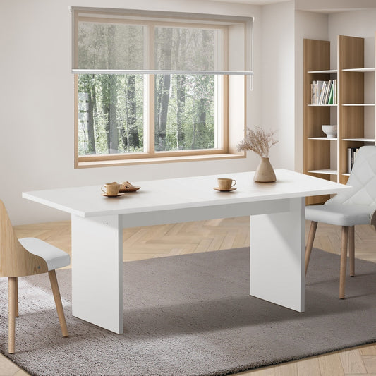 Oikiture 180cm Dining Table Rectangular Timber White
