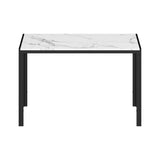 Oikiture 120cm Rectangular Dining Table with Metal Leg White&Black