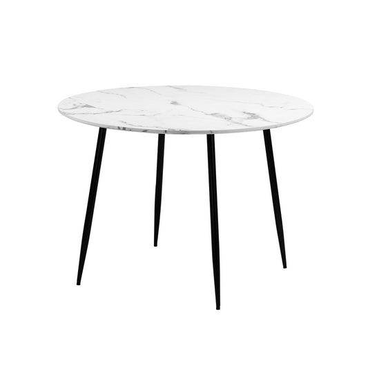 Oikiture 110cm Dining Table with Marble Finish White&Black