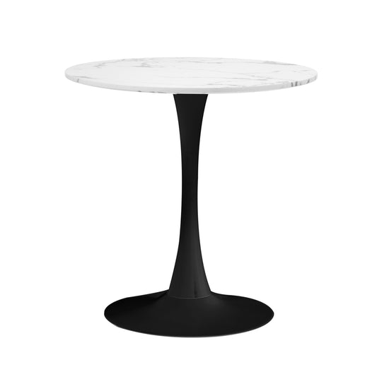 Oikiture 60cm Dining Table Marble Tulip Shape White&Black