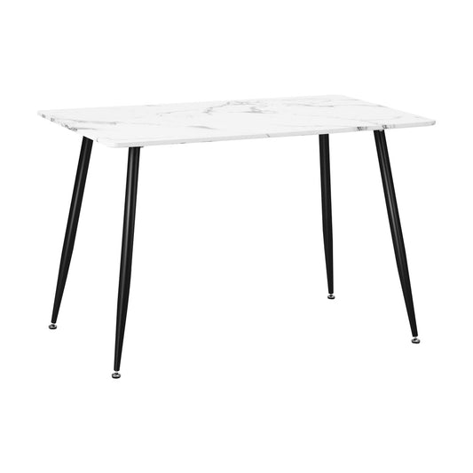 Oikiture 120cm Dining Table Rectangle Marble Finish Metal Legs