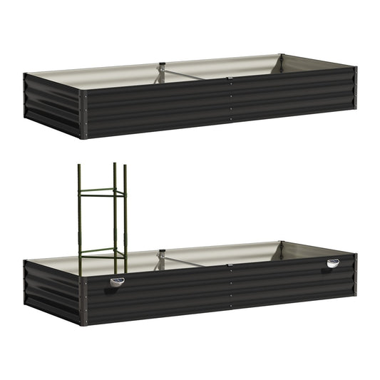 Livsip 2x Garden Bed 210x90x30cm LED Plant Stand Box Galvanise