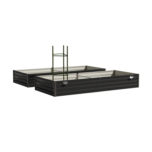 Livsip 4x Garden Bed 210x90x30cm LED Plant Stand Box Galvanise