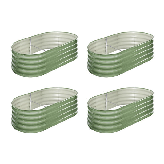 Livsip 4x Garden Bed 160x80x42cm Planter Box Raised Container Galvanised Green