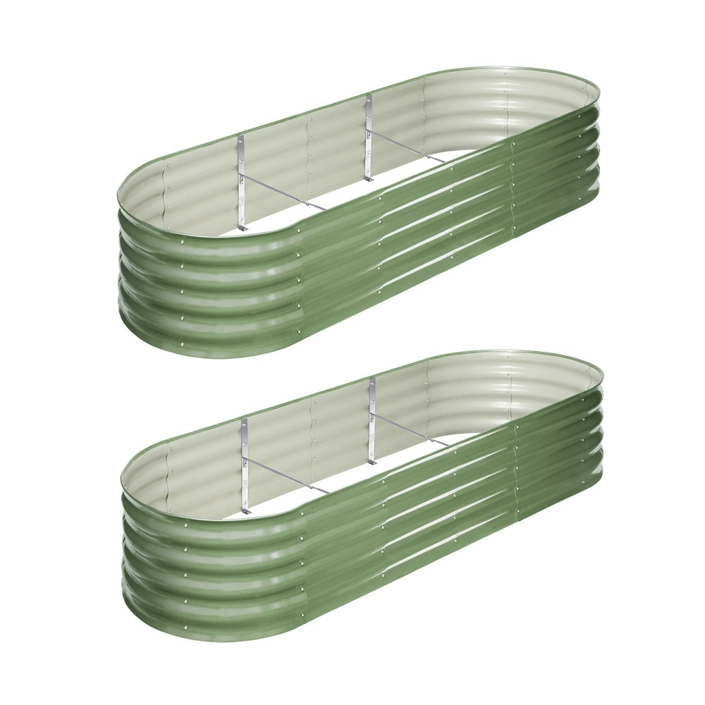 Livsip 2x Garden Bed 240x80x42cm Planter Box Raised Container Galvanised Green