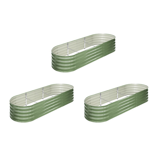 Livsip 3x Garden Bed 240x80x42cm Planter Box Raised Container Galvanised Green