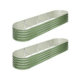 Livsip 2x Garden Bed 320x80x42cm Planter Box Raised Container Galvanised Green