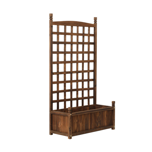 Livsip Wooden Garden Bed with Trellis 64x28.5x115cm