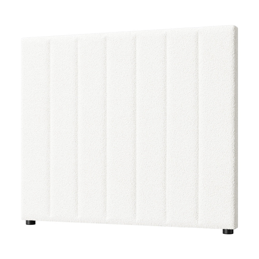 Oikiture Bed Frame Headboard King Single White Boucle