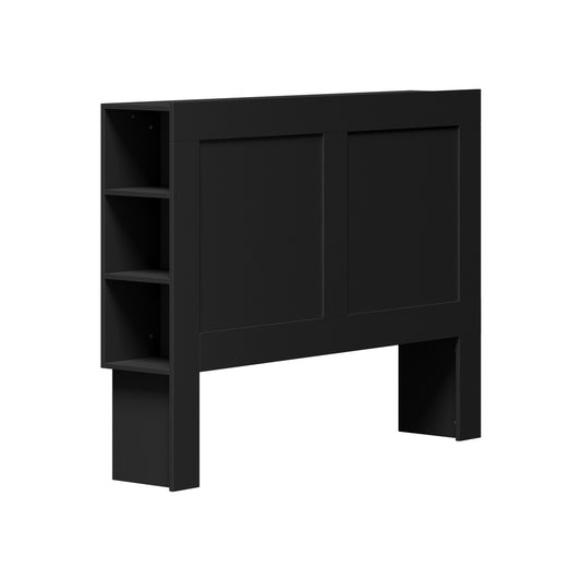 Oikiture Headboard Double Size Bedhead with Storage Shelves Black