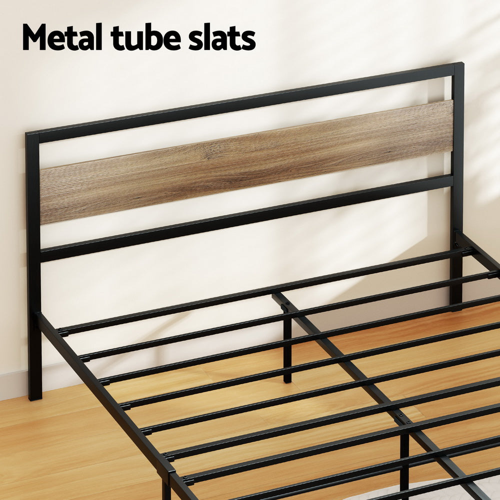 Artiss Bed Frame Size Metal Base Mattress Platform Foundation Black DREW