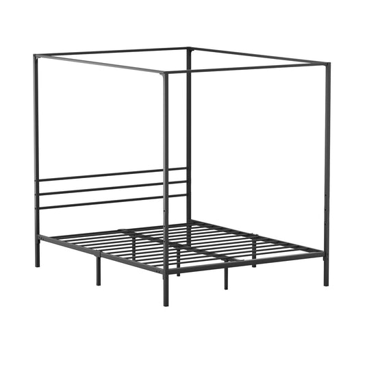 Oikiture Metal Canopy Bed Frame Queen Size Platform
