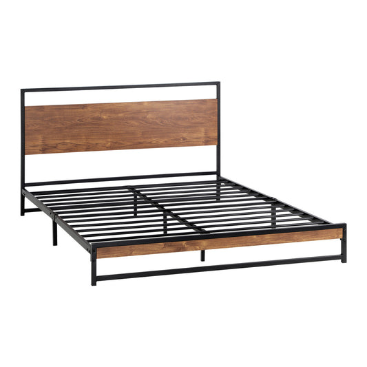 Oikiture Metal Bed Frame Double Size Wooden