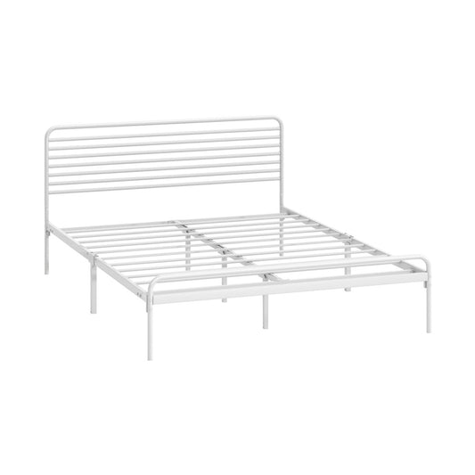 Oikiture Metal Bed Frame Double Size Platform White
