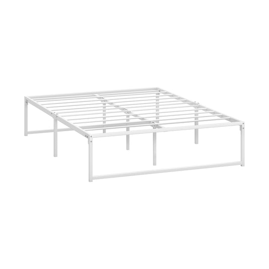 Oikiture Metal Bed Frame Double Size Bed Base White