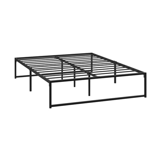 Oikiture Metal Bed Frame Queen Size Beds Platform Black