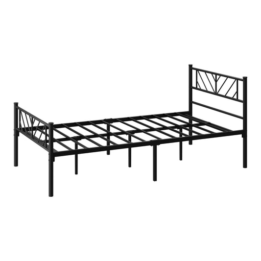 Oikiture Metal Bed Frame King Single Bed Base Platform Black SIS