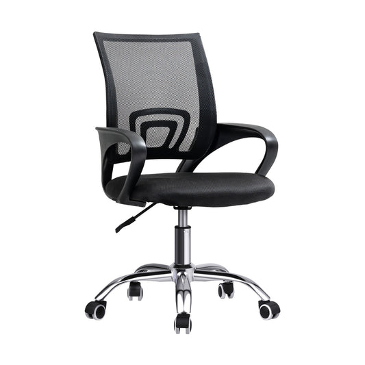 Oikiture Office Chair with Casters Swivel Armrests Black
