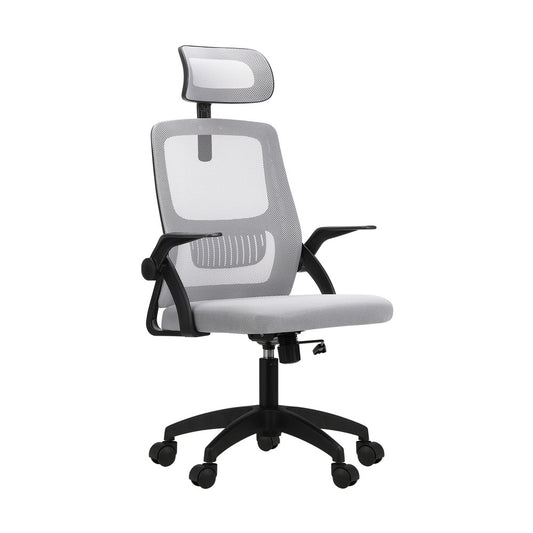 Oikiture Mesh Office Chair Fabric Seat Black&Grey
