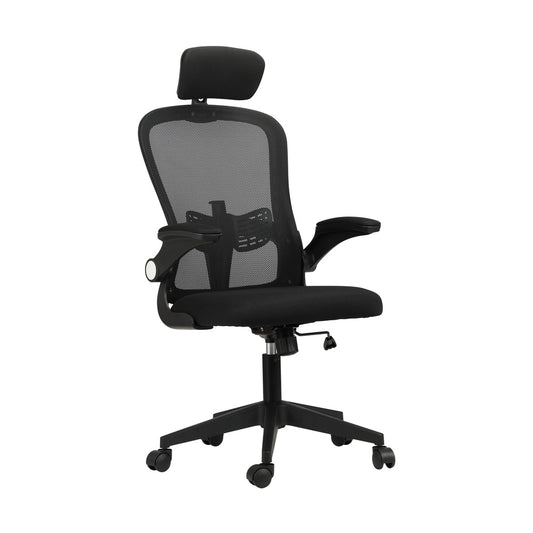 Oikiture Office Chair with Mesh Padding Headrest Armrest Black