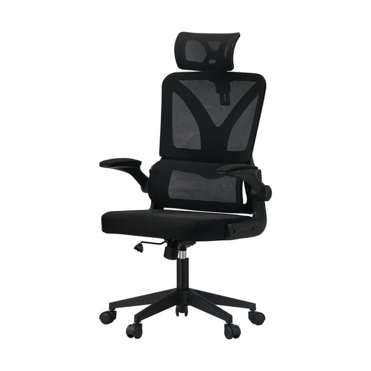 Oikiture Mesh Office Chair D-Shape Back Support Black