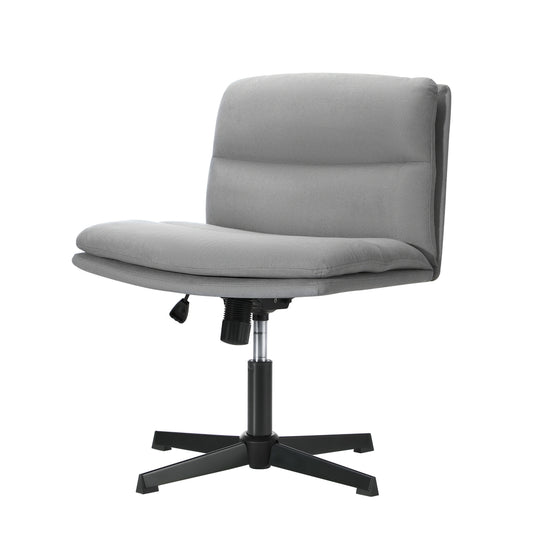 Oikiture Mid Back Armless Office Chair Wide Seat Linen Grey