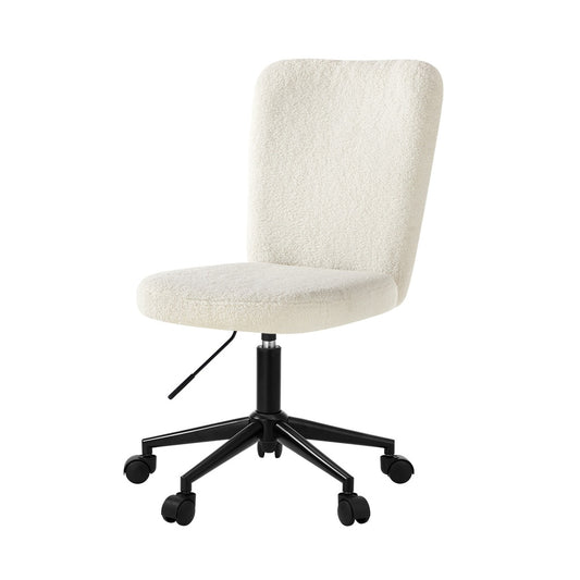 Oikiture High Back Armless Office Chair Boucle White&Black