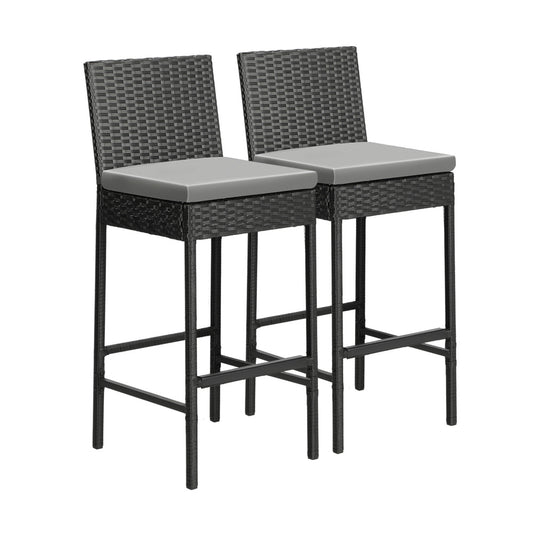 Livsip Garden Bar Stools Rattan Dinning Chairs 2X