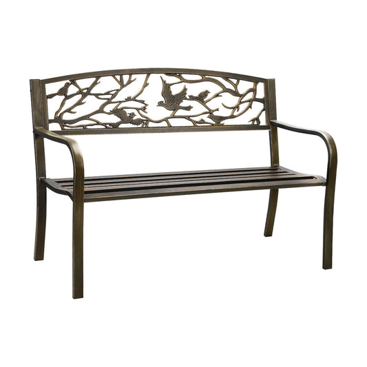 Livsip Garden Bench 3 Seater Bird Pattern Bronze