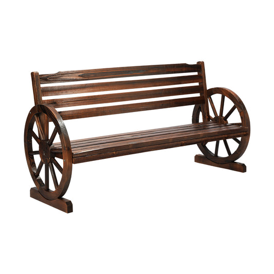 Livsip Garden Bench 3 Seater Wooden Wagon Chair