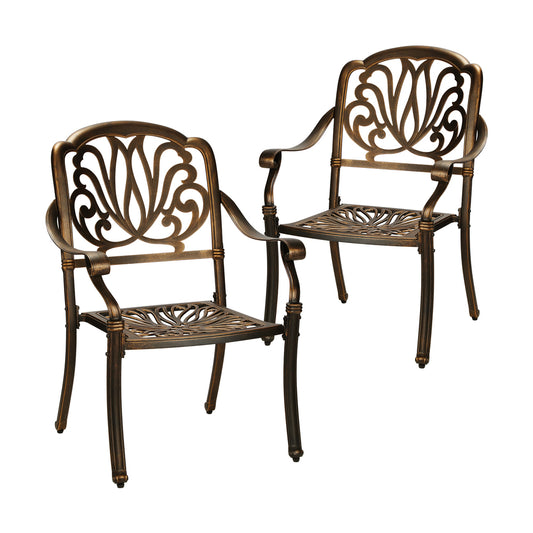 Livsip Outdoor Dining Chairs Cast Aluminium Frame Set of 2