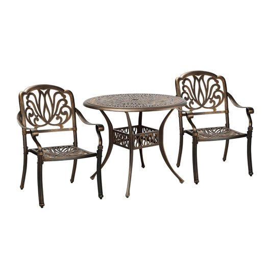 Livsip Outdoor Dining Set Bistro 3 Piece Cast Aluminium
