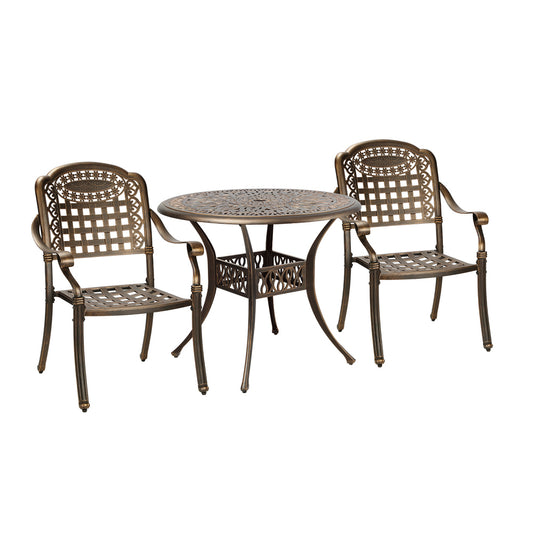 Livsip 3 Piece Outdoor Dining Set Bistro Cast Aluminium