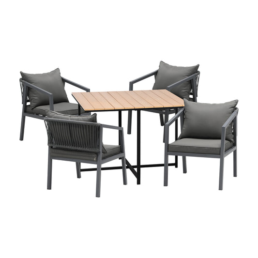 Livsip 4 Seater Outdoor Dining Set Garden Table Chairs Setting