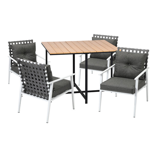 Livsip Outdoor Dining Set Rattan White Chairs Setting 5PC