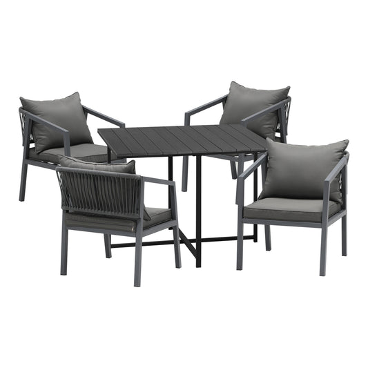 Livsip Outdoor Dining Set Garden Balck Table Setting 4 Seater