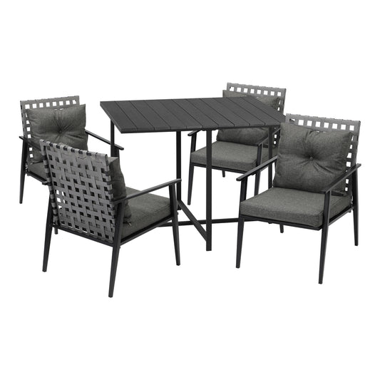 Livsip 5PCS Outdoor Dining Set Black Table and Rattan Chairs