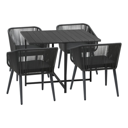Livsip 5PCS Outdoor Dining Set Black Table Lounge Chairs